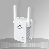 300M Wireless Repeater 2.4G WiFi Router Signal Booster Extender 4 Antenna Router Signal Amplifier for Home(EU Plug)