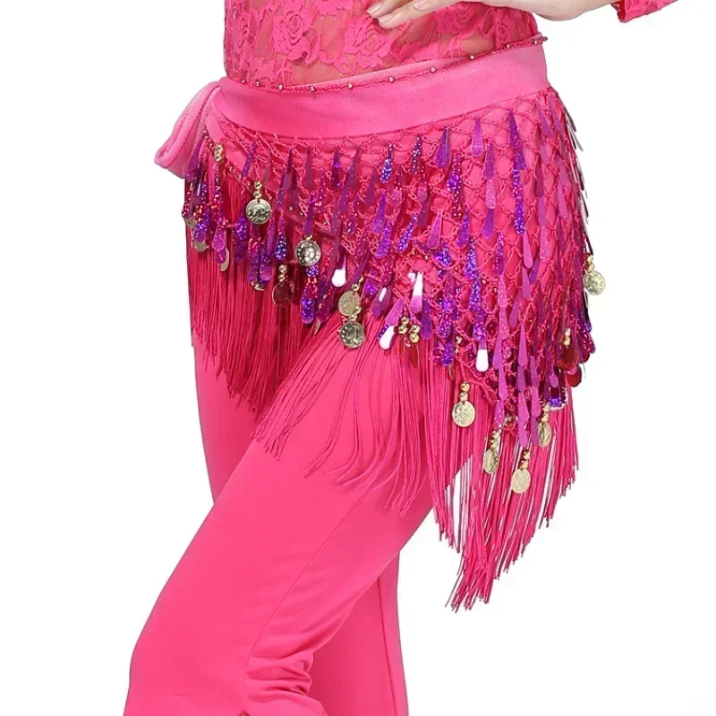 

Women's Sequin Skirt Glitter Belly Dance Hip Skirt Tassel ChainCoins Scarf Rave Skirt Wrap Party Stage Performance Costume
