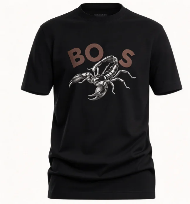 2026 Retro Scorpion Pattern T-shirt For Male Classic Round Neck Short Sleeve Top, Lightweight Comfort Daily Outfit Tees For Guys
