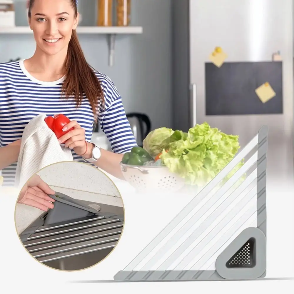 Durable Wear-resistant Storage Rack Organizer Sturdy Triangular Sink Storage Rack Foldable Non-slip Water Filter Sink