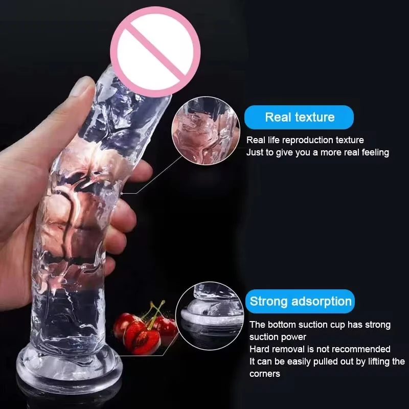 Transparent Soft Jelly Dildo Realistic Fake Dick Penis Suction Cup Dildo Realistic Sex Toys For Lesbian Women Female Masturbator