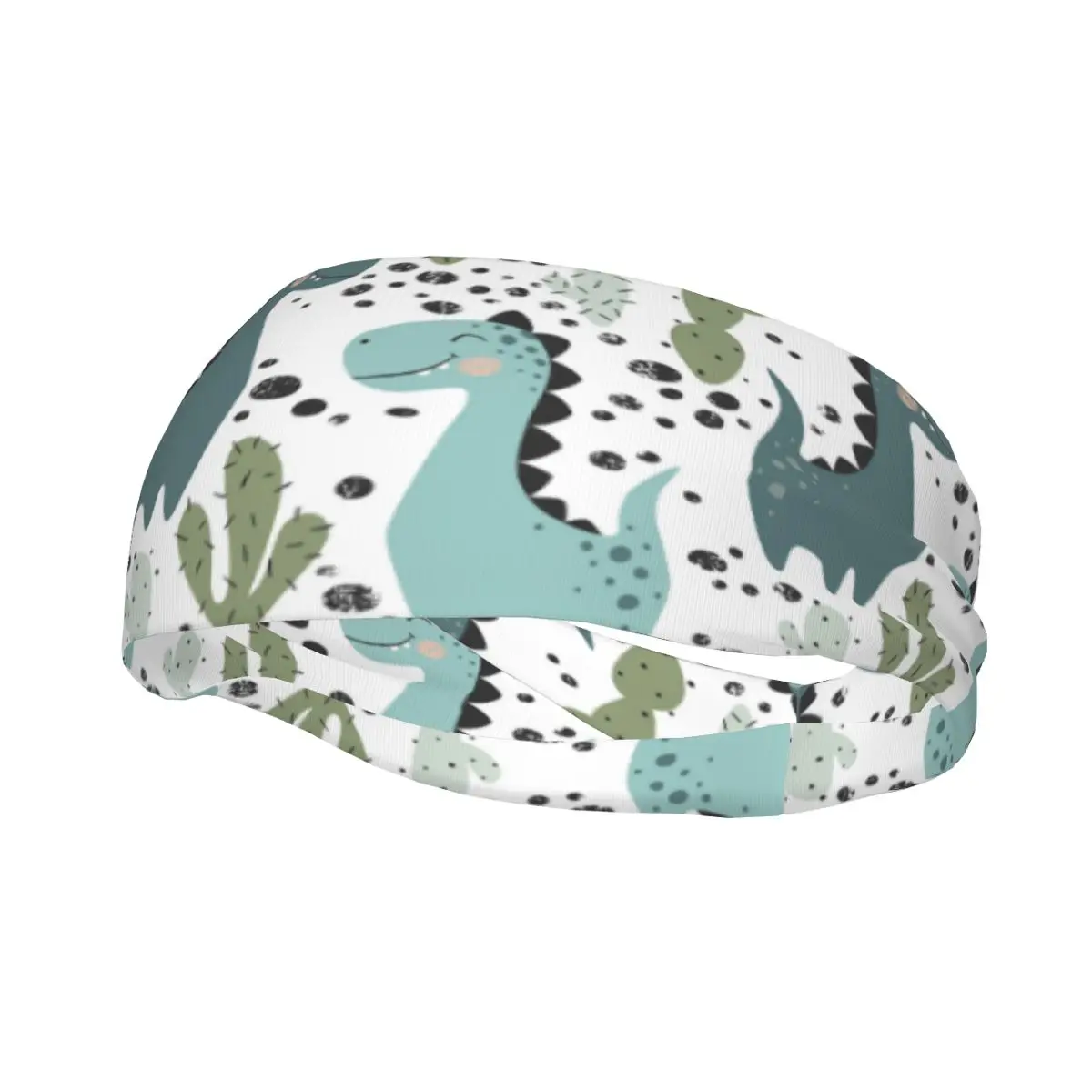 Dinosaur Pattern Elastic Hair Band Yoga Headband Makeup Hair Hoop Headwrap