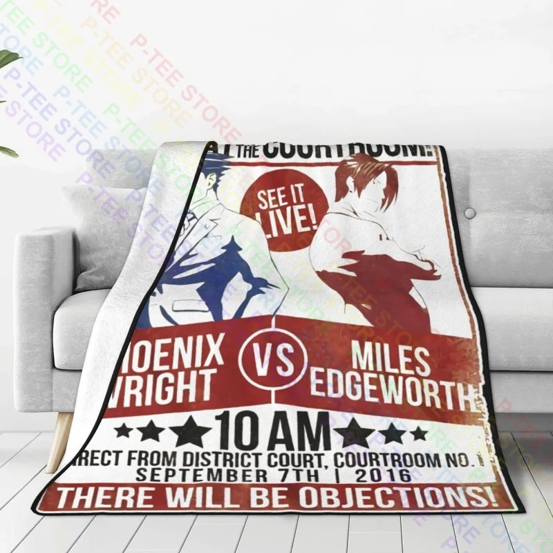 Ace Attorney Combat In The Courtroom Phoenix Wright Edgeworth Game Blanket Winter Bedspread Couch Blanket