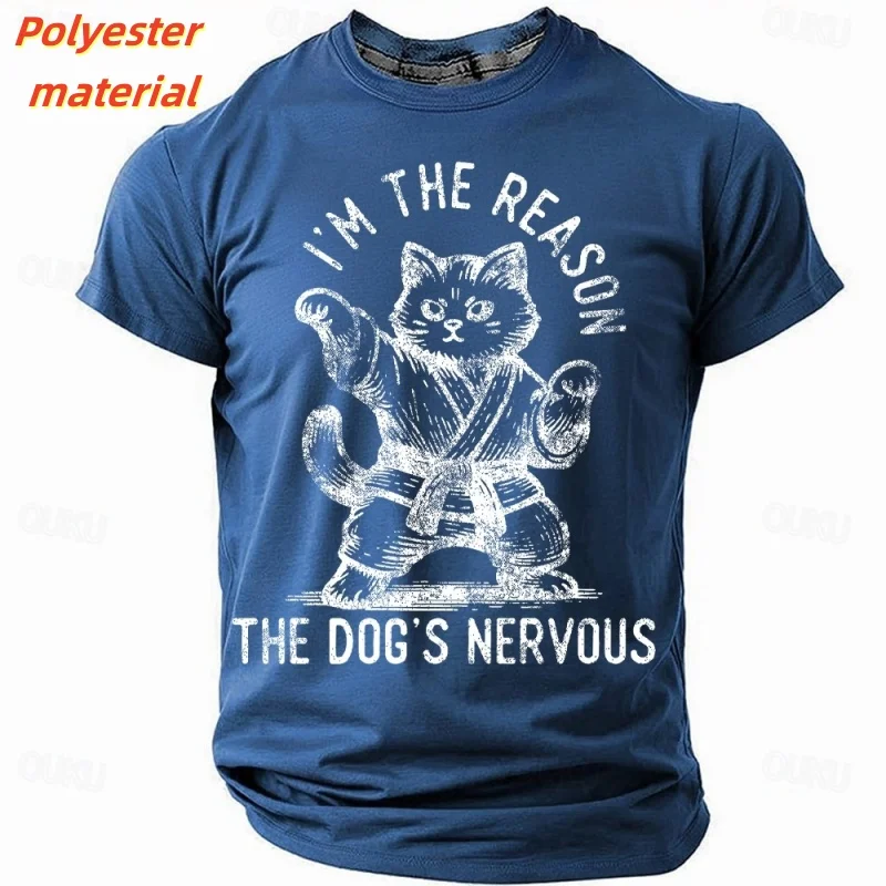 

Kung Fu Cat Pattern T Shirt For Men Humorous 3D Printed Tees Summer Oversized Tops Short Sleeves Round Neck T-Shirts Streetwear