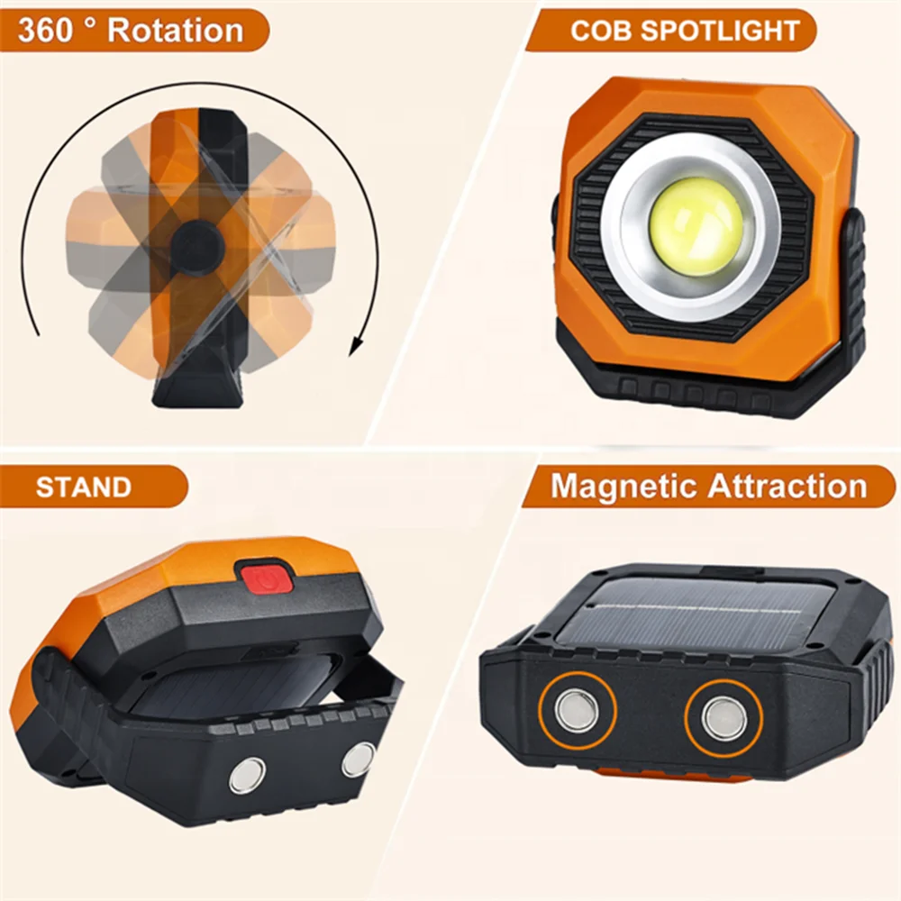 Powerful Solar LED Light Outdoor Lighting Type-C Charging Multi Level Lighting Mode Camping Tent Flashlight Portable Lamp