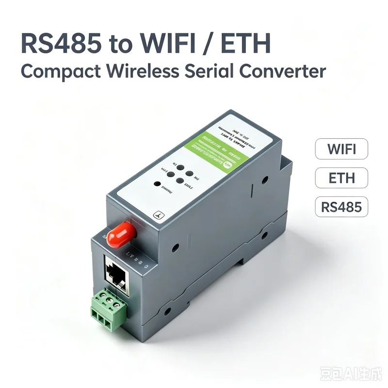 Waveshare Rail-Mount Serial Server RS485 To WIFI/Ethernet Module Modbus MQTT 5 ~ 36V, Screw Terminal WPA-PSK