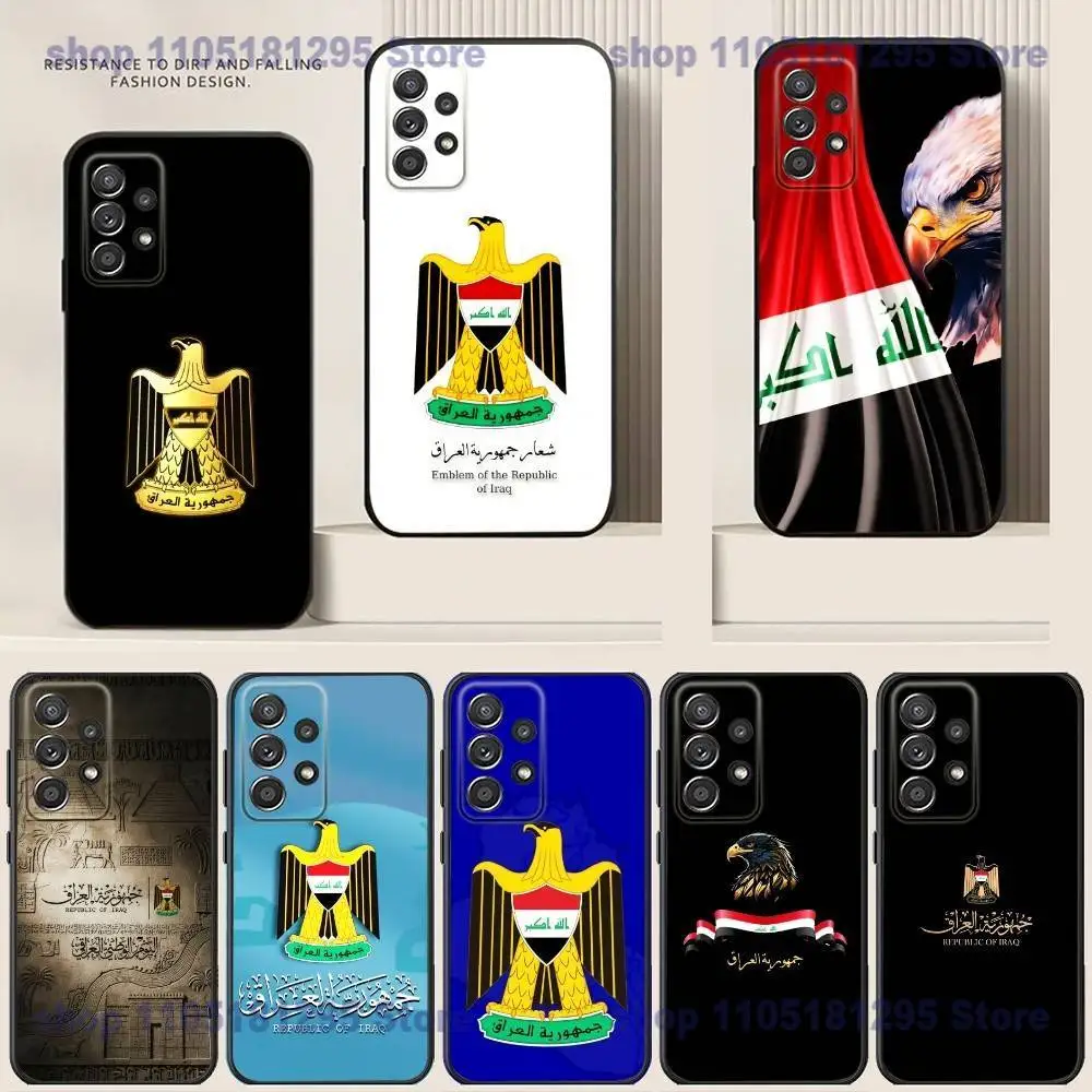 

Iraqi Iraq National Flag Phone Case For Samsung S24,21,22,23,30,Ultra,20,Plus,Note,10,9,Black soft silicone case