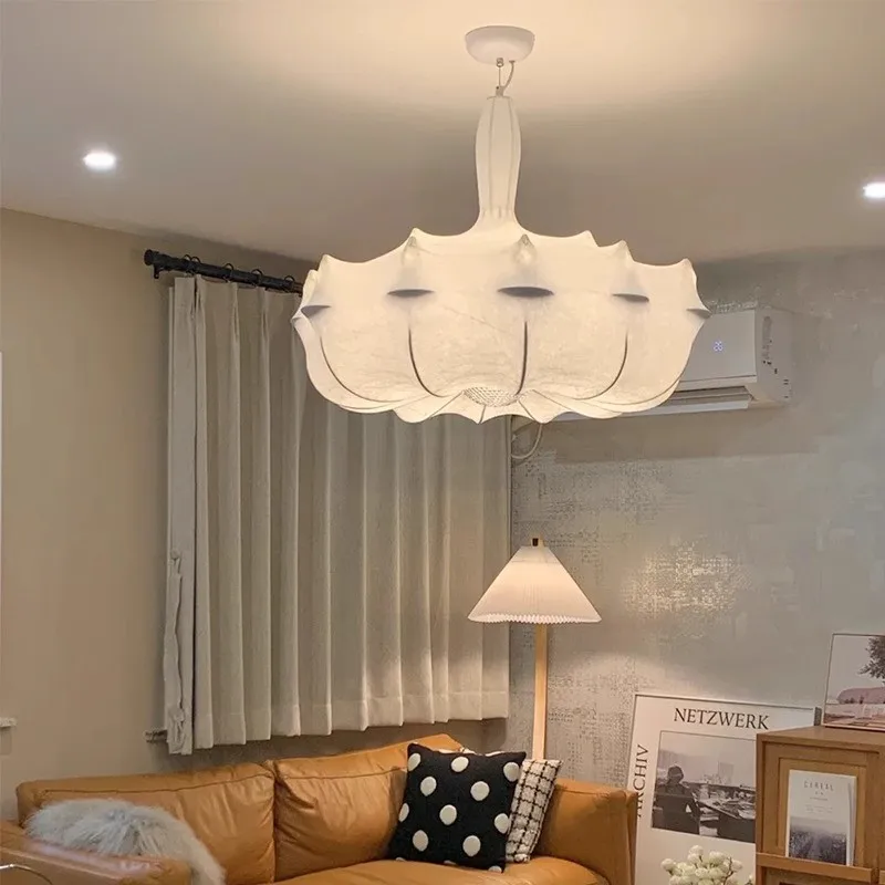 Italian Designer Creative Silk Pendant Lamp Simple Bedroom Living Room Homestay Tea House Art Decor LED Hanging Lighting Fixture