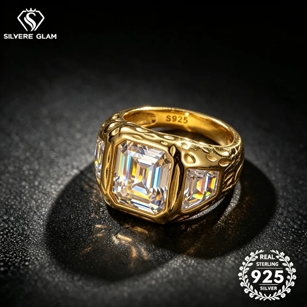 bague-dome-martelee-en-argent-sterling-s925-avec-trois-pierres-en-moissanite-taille-emeraude-d-vvs1-bijoux-fins-bague-vintage-pour-homme