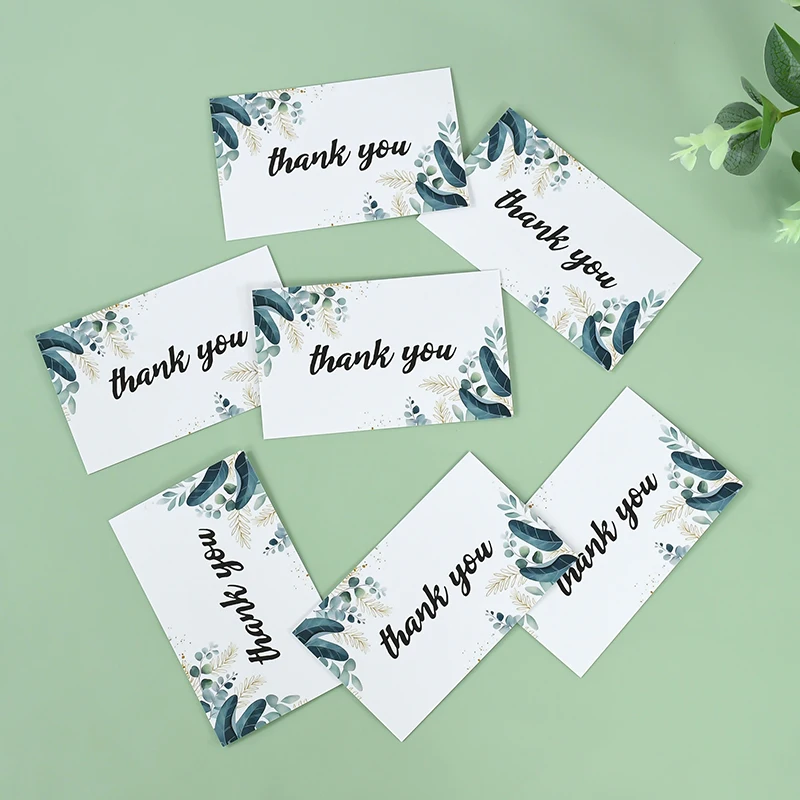 50pcs Customized Leaf White Green Eucalyptus Wedding Engagement Banquet Thank You Card Meal Plate Card Process Reminder cards