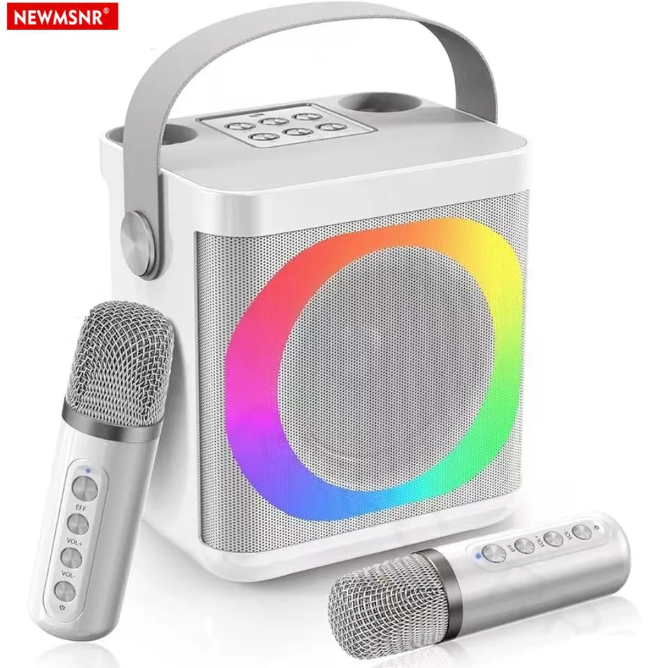 10W Subwoofer Karaoke Bluetooth Speaker 2 Microphones Portable 360 Stereo Surround Supports TF Card/USB AUX- In for Family Party