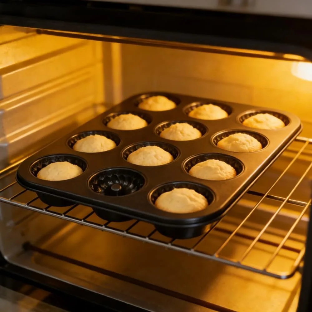 12-Cavity Pumpkin Cake Baking Mold Non-stick Carbon Steel Cupcake Baking Pan Fast Heat Heat-resistant Mini Fluted Tube Cake Pan
