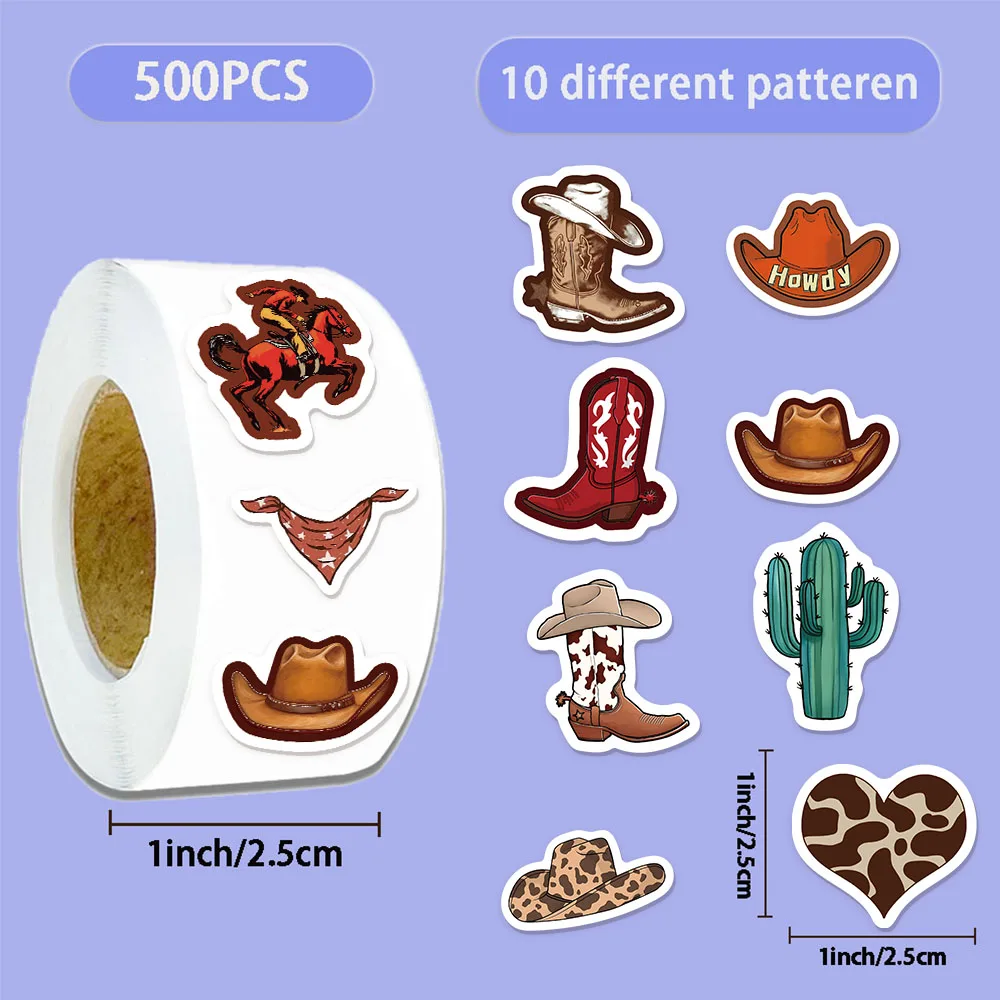 500PCS COWBOY Fun Roll Stickers DIY Luggage Laptop Water Cup Waterproof Stickers