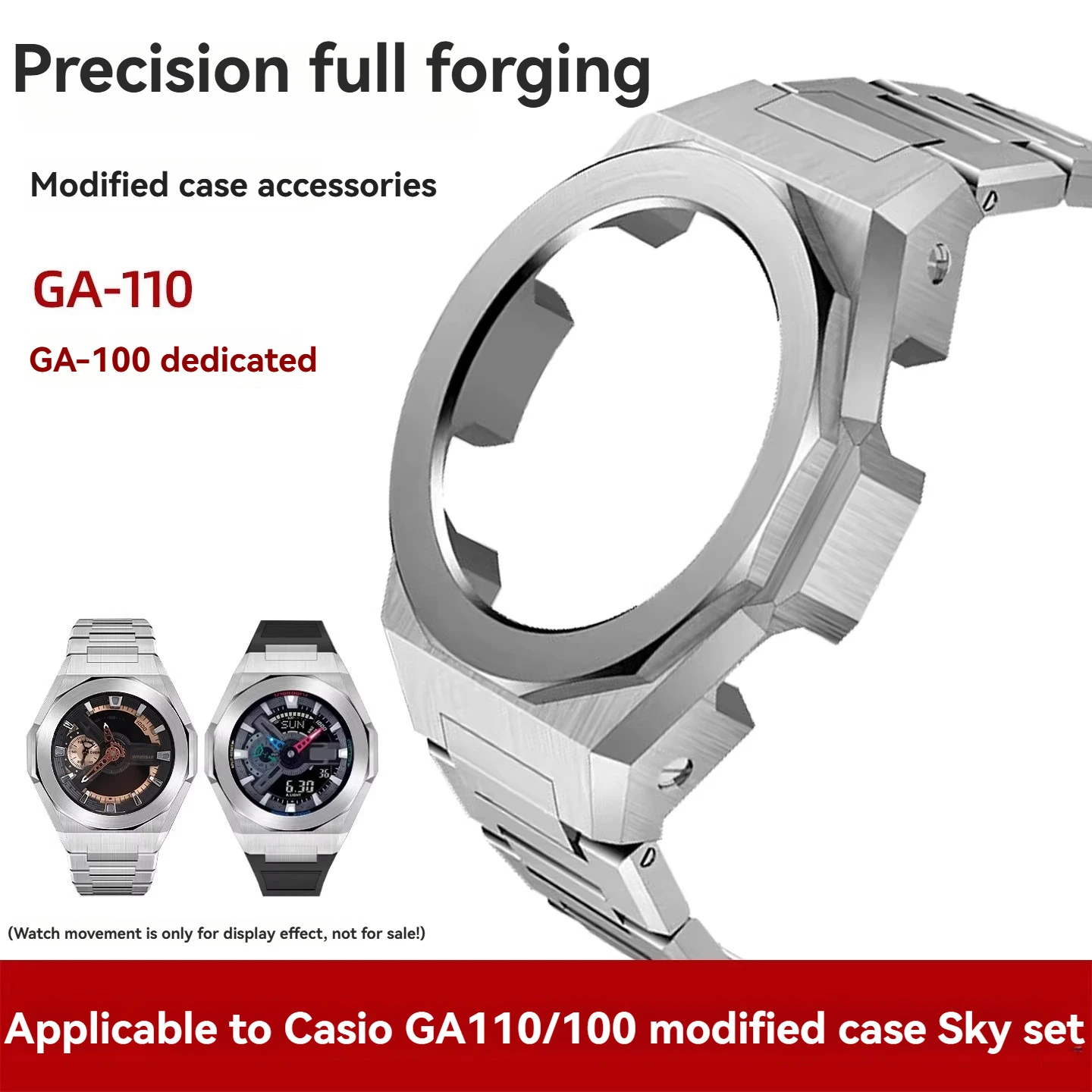 GA-100 Modified Stainless Steel Metal Case&Strap Set  For Casio G-SHOCK GA-110 GA100 GA-120 GA-140 Full Metal Conversion mod Kit