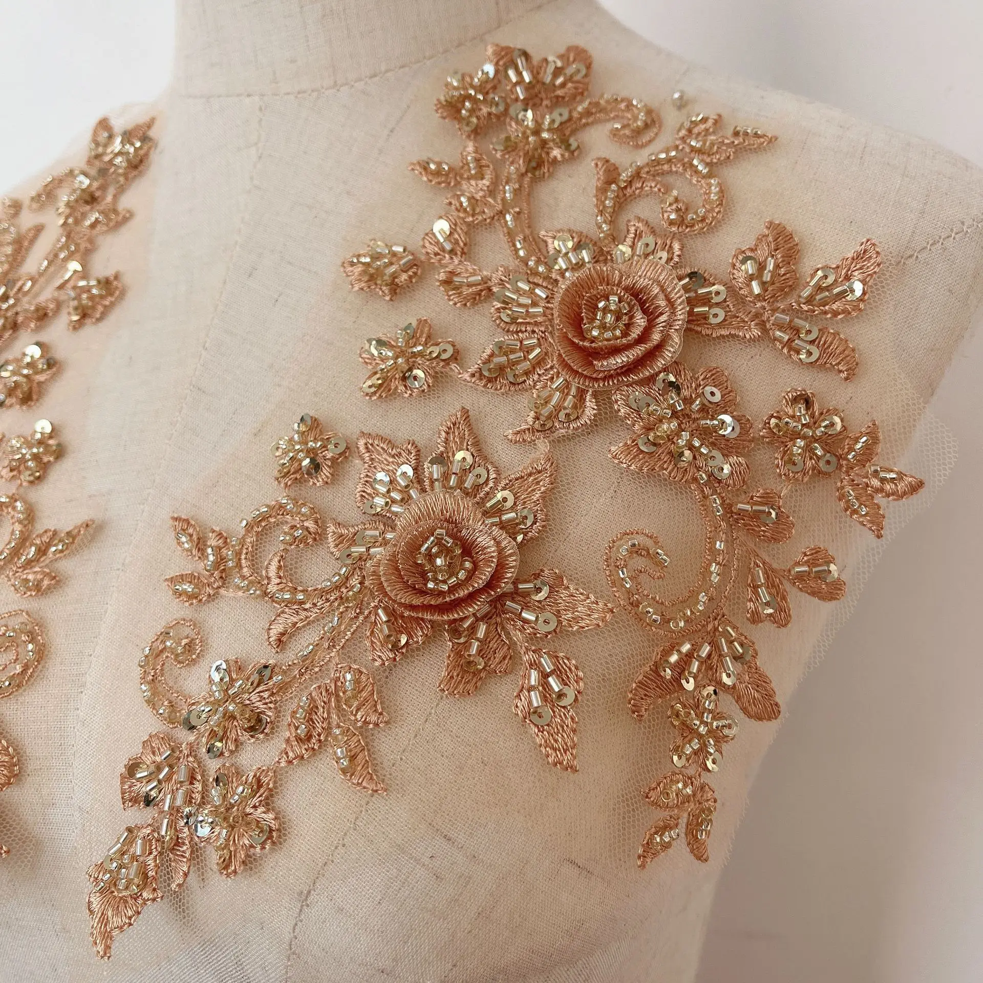 

1 пара красочных цветочных кружев, чистые бусины ручной работы, высококачественные бусины, кружевные вспомогательные материалы