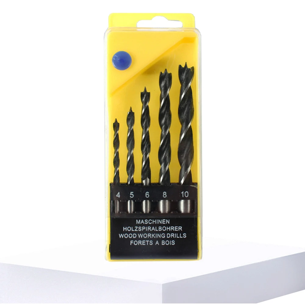 NEW Arrival  5Pcs/box 3 Flute wood Drill Bits Set for Woodworking Metal Power Tools Wood Drilling High Quality twisted drill