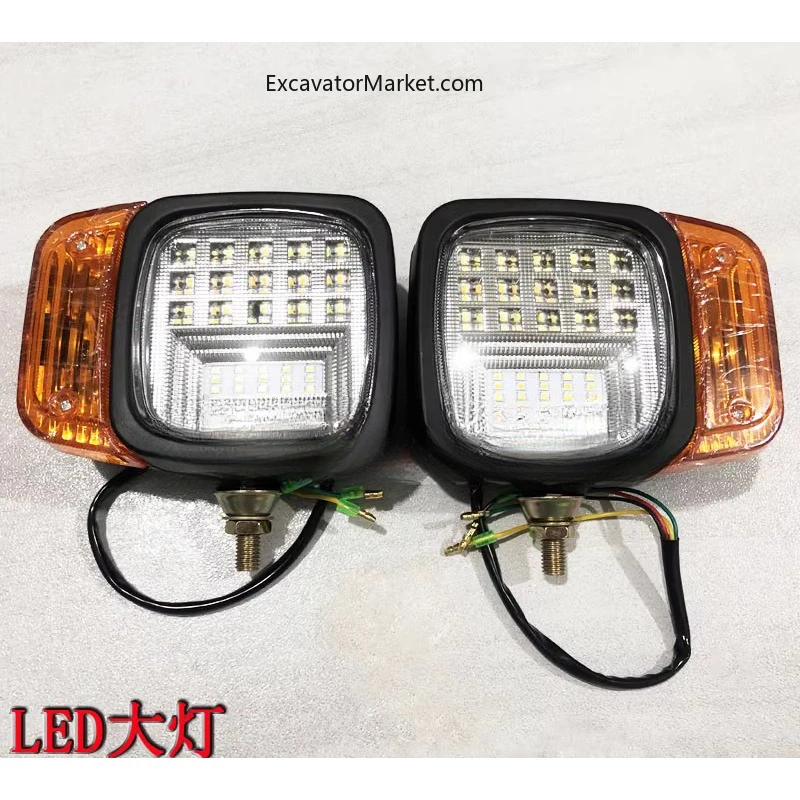 for  Excavator Small Loader Headlamp Headlamp with Steering Light 65-7 75-8  Rubber Wheel Chain