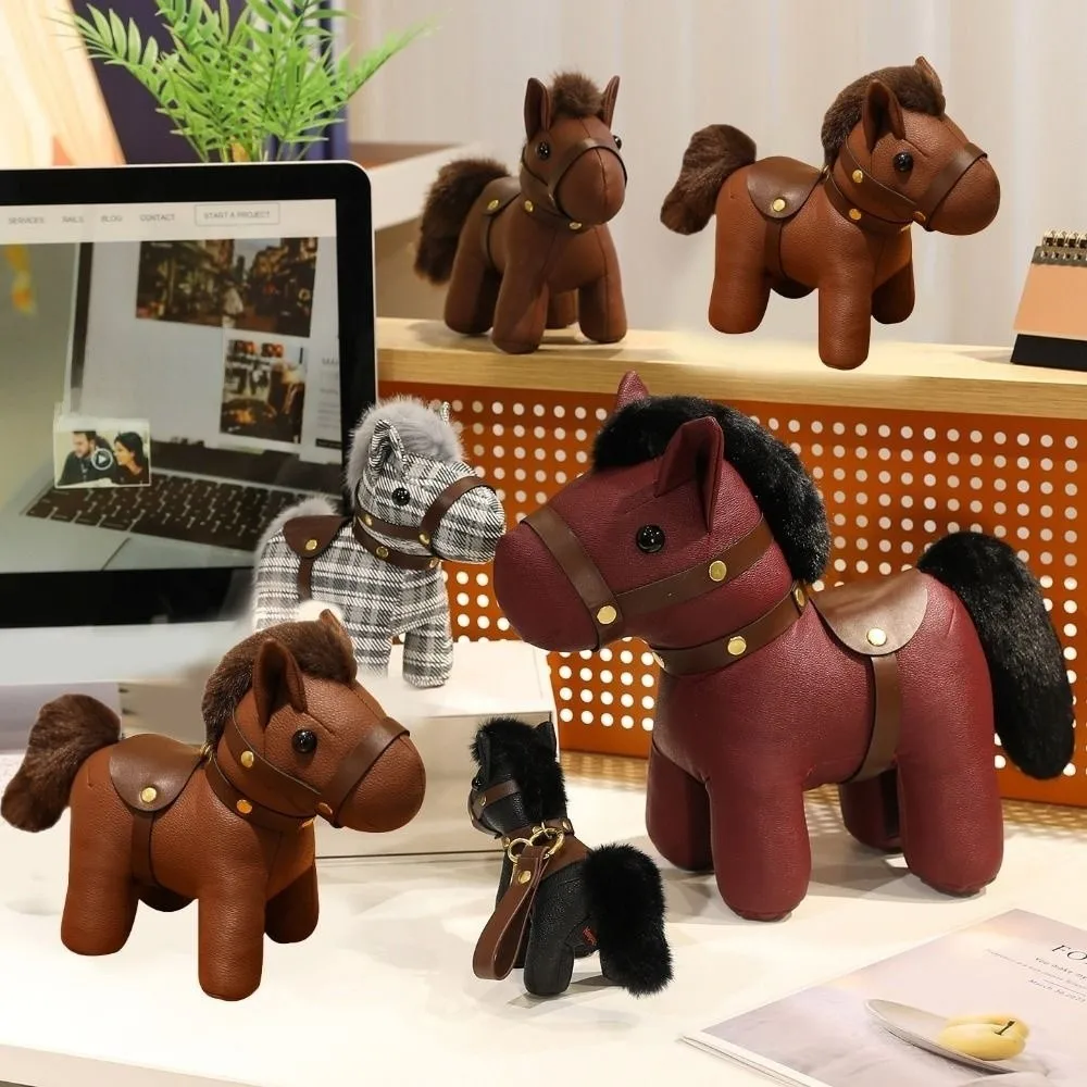 Cute Horse Doll Pendant Animal Simulation Horse Pendant PU Leather Plush Horse Pendant Soft Plush Stuffed Animal Toy Bag Decor