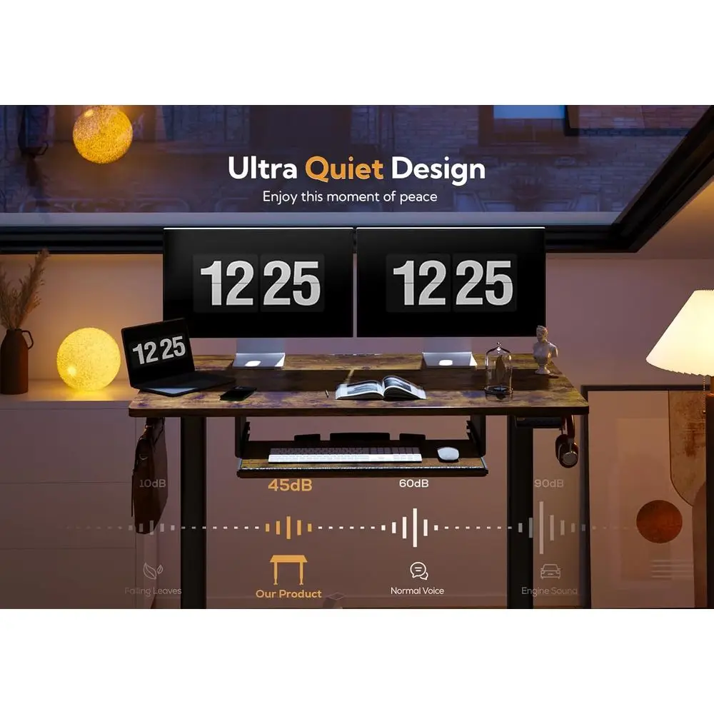 Standing Desk with Keyboard Tray, Standing Desk Adjustable Height, Raising Desks for Home Office and Computer Workstation, 48 In