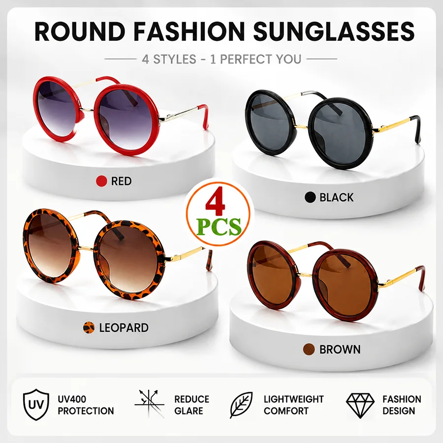 Sunglasses Women Men Round New - Vintage Fashion Aesthetic ulasan dan harga