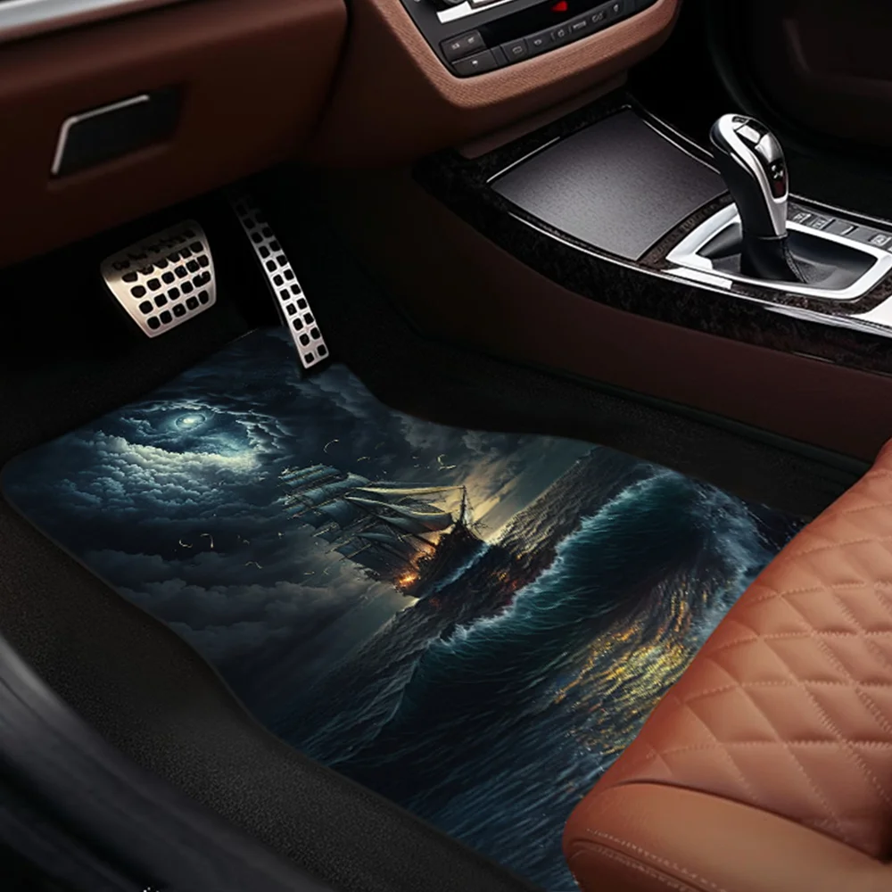 1pc/2pcs/4pcs Multi-purpose Car Floor Fantasy Landscape Floor Luxury Front And Rear Seat Floor Decoration Thick Felt Machine Cle