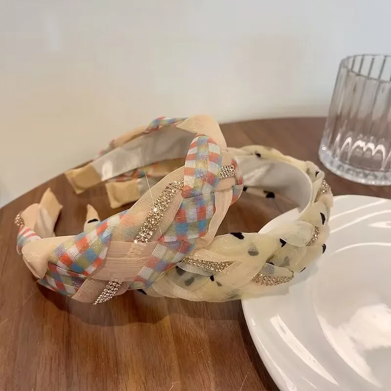 

Women's Fashion Organza Plaid Hairband Braided Hair Ties Non-slip Hair Ties Headband New Colorful Hair Hoops Accessories