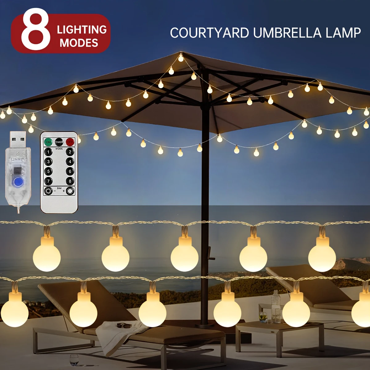 USB LED Ball String Lights 6M 10M Warm White Fairy Lights with Remote Control for Home Garden Wedding Party Christmas Decoration