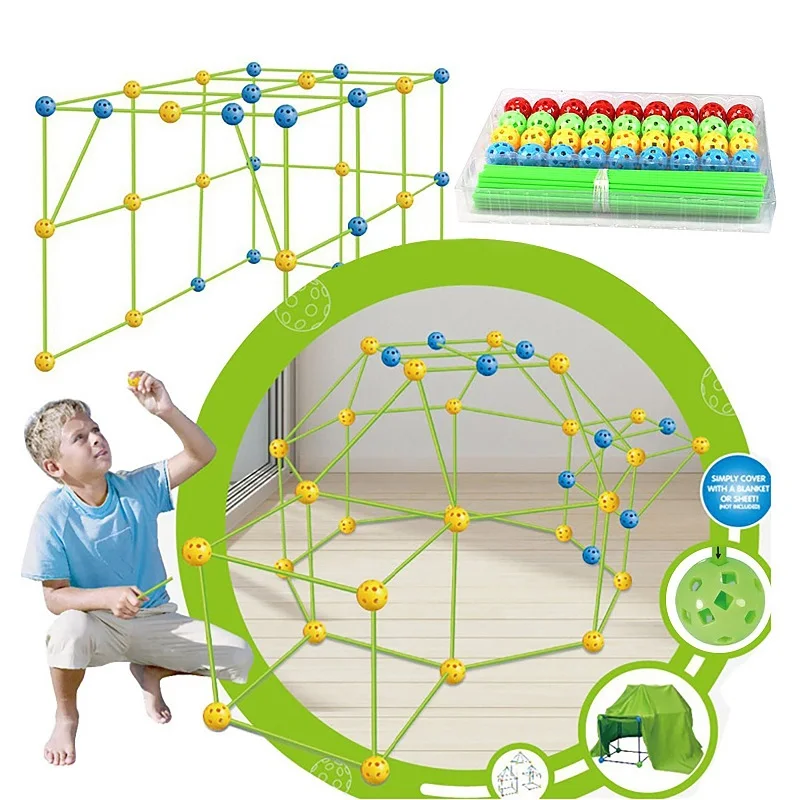 Kids Forts Building Child Game Tents Construction Fortress Diy 3D Assemble Castles Tunnels Tent House Games Educational Gifts
