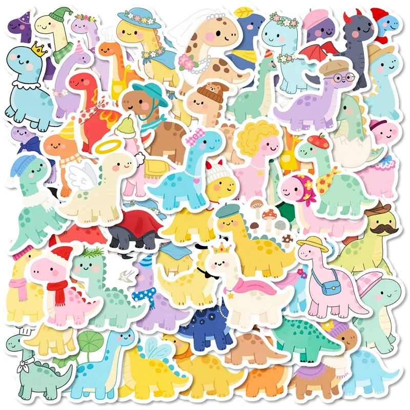

10/30/56PCS Kawaii Fat Dinosaur PVC Sticky Sticker Aesthetic Decoration Scrapbooking Supplies DIY Hand Accounting for Kids
