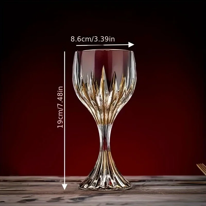 Light Luxury Wine Glass European Retro Crystal Glass Goblet Gift Box Crystal Wine Glass Wedding Gift Box Praty Gold-inked Goblet