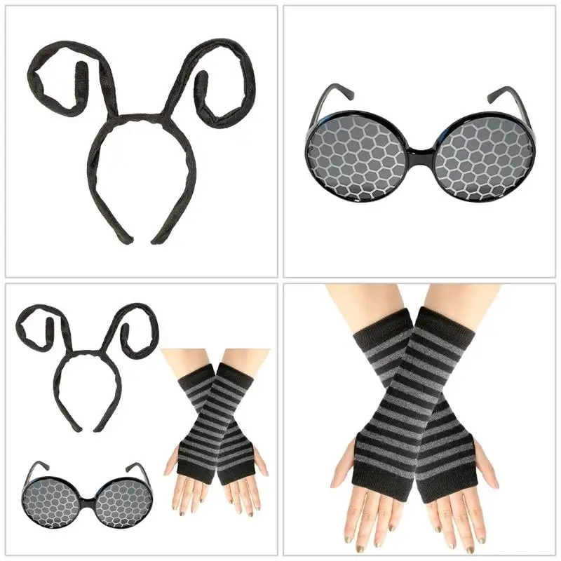 652F Conjunto acessórios para performances teatro multiuso, faixa cabeça, óculos, capas braço