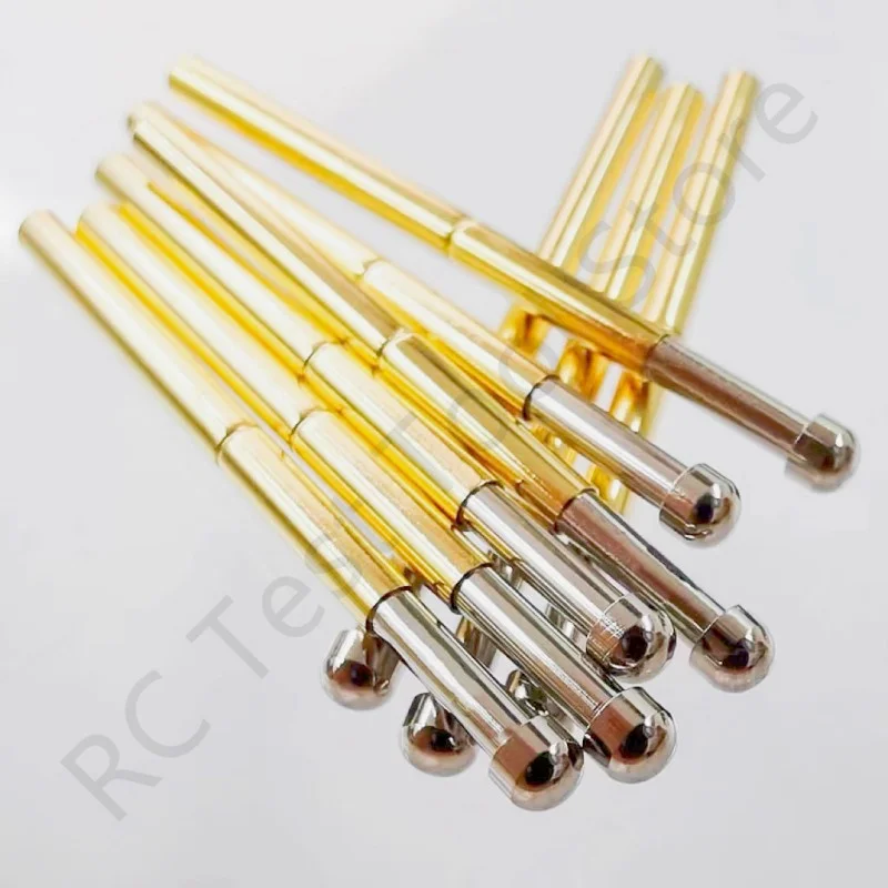 100PCS P125-D Spring Test Probe Test Pin Pogo Pin Total Length 33.35mm Copper Nickel Plated Head Dia 2.5mm Pin Dia 2.02mm
