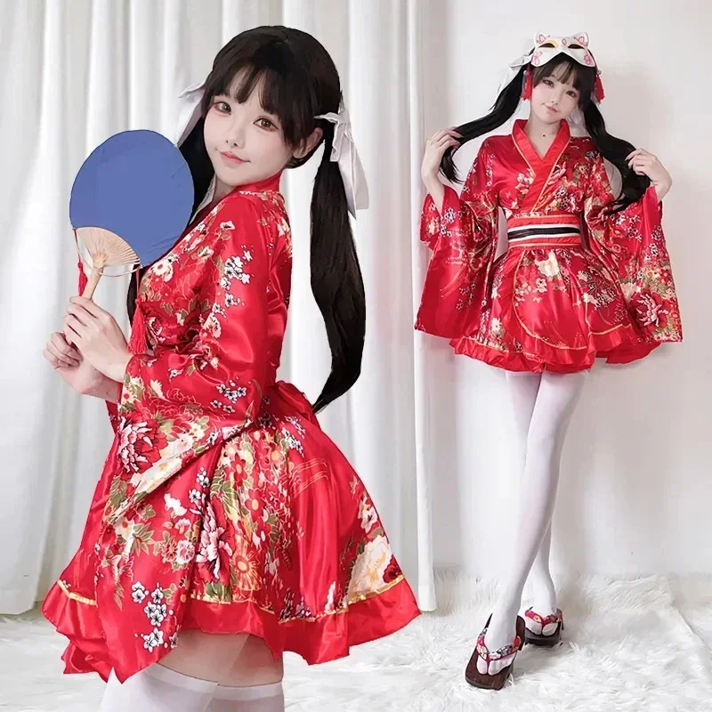 

2026 New Traditional Japanese Kimono Dress for Woman Dressed Kawaii Style Printed Floral Haori Waterproof Beautiful Lolita