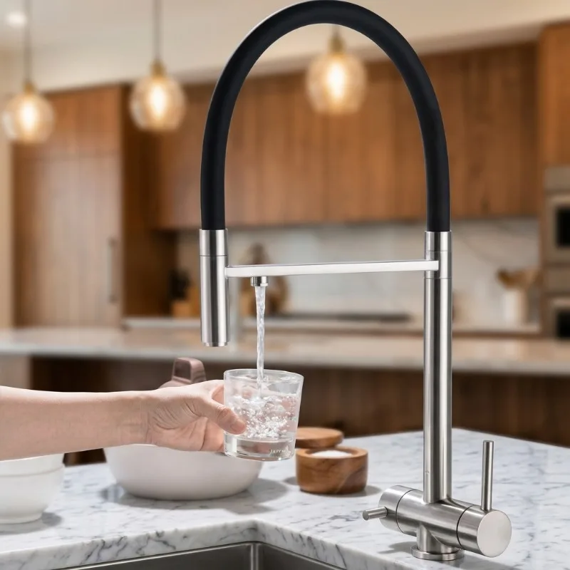 Factory Outlet Pulldown Kitchen Mixer Tap Black Drinking Water Faucet Pull Out Kitchen Tap Filter