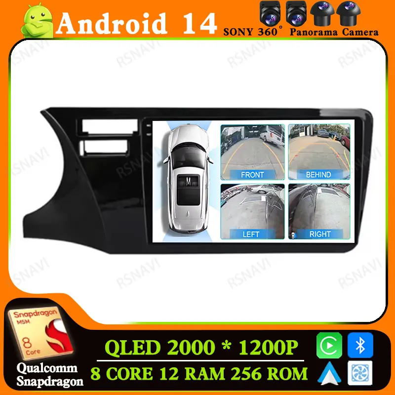 

Android 14 Car Radio For Honda City 2014 - 2017 2 DIN Multimedia Head Unit 5G WIFI Navigation GPS DSP Stereo Viedo Player BT DVD