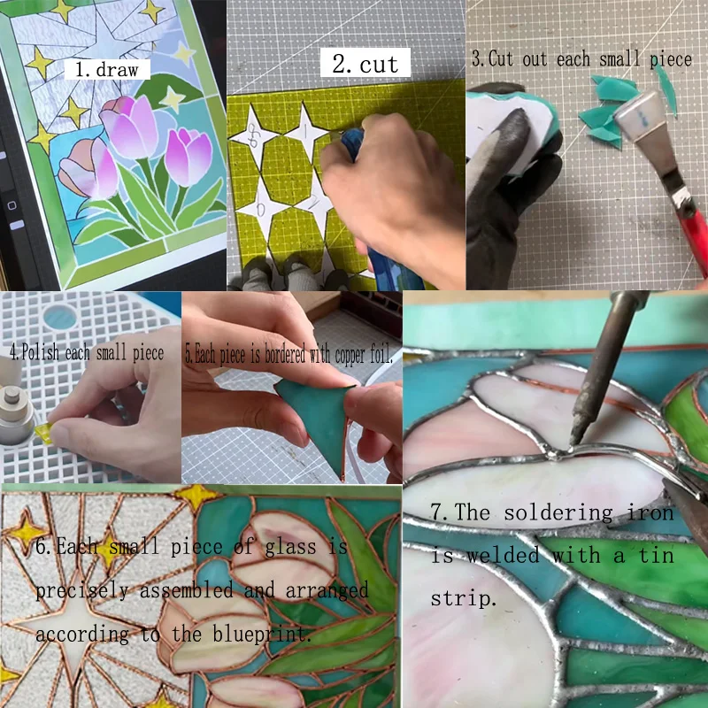 Vintage Stained Glass Decorative Metal Frame Garden Lantern, Rustic Home Decor Storage Container