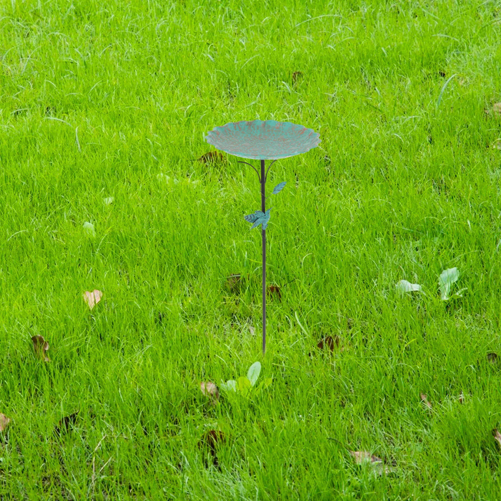 

Outdoor Metal Bird Bath Lawn Stake Standing Feeder Garden Decoration Bird Bath Bowl Patio Water Food Feeder Parakeets