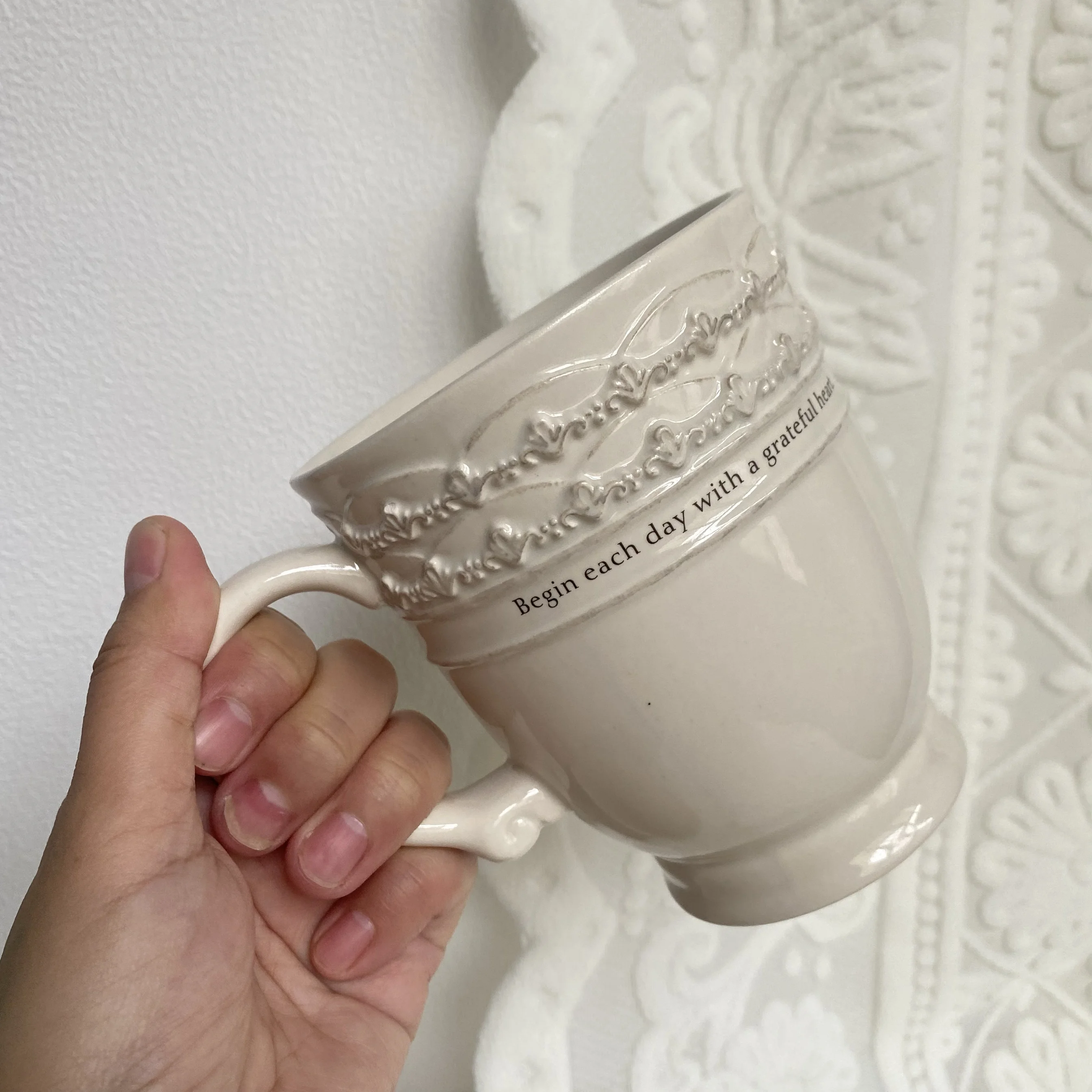 

French court style ceramic mug water cup relief heavy industry lace rose household retro afternoon tea cup