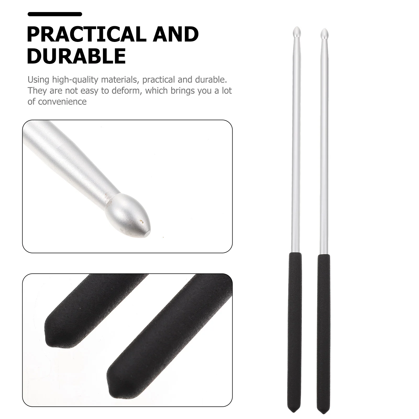 

2 Pcs Aluminum Alloy Drum Rods Drumsticks Percussion Instrument Electronic Kit Accessories Metal Child