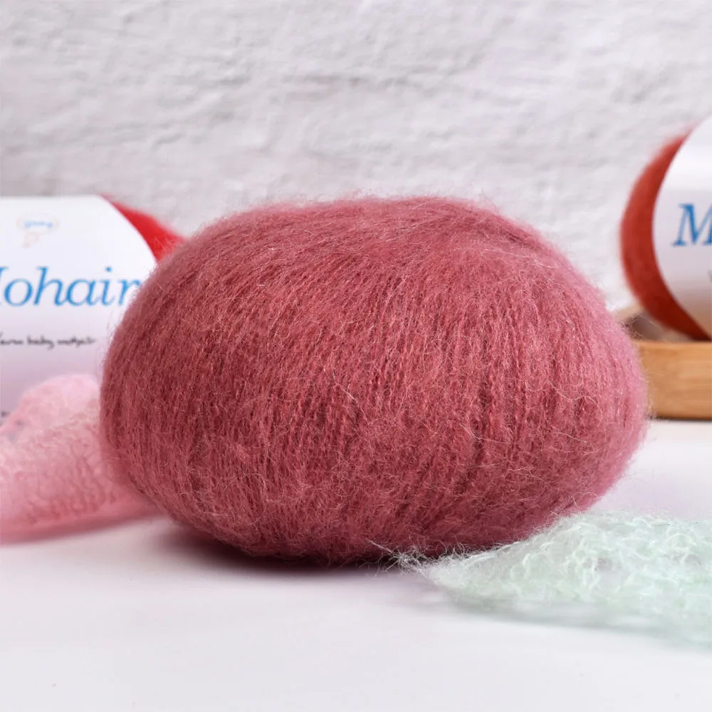 Flauschiges Langhaar-Mohairgarn Premium Weich 25g Knäuel Anti-Pilling Häkelgarn für DIY Damen Leichte Kleidungsstücke Schal Tuch Teppich