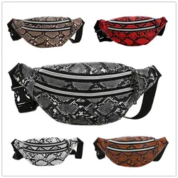 Waist Bag Snakeskin Belt Bag Fanny Pack Beach Travel Banana Fashion Crossbody Phone Pouch Hip Bum Zip Women Purse Girl Chest Bag