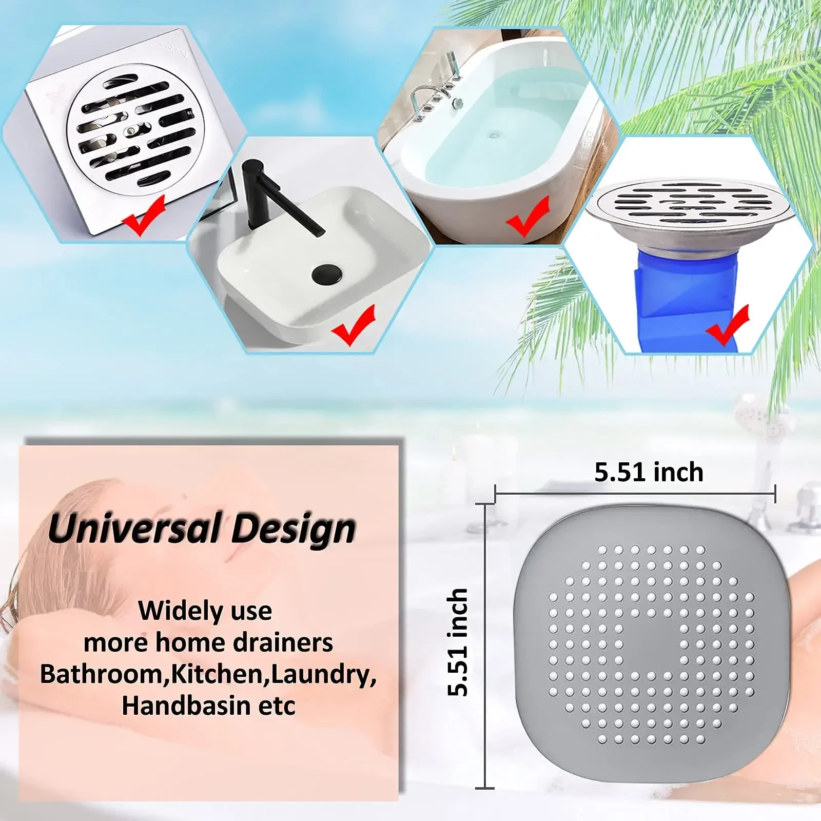 Plug Stopper Kitchen Sewer Silicone Bathroom Floor Bathtub Water Filter Home Accessories Shower Drain Hair Catcher Sink Strainer - view 5