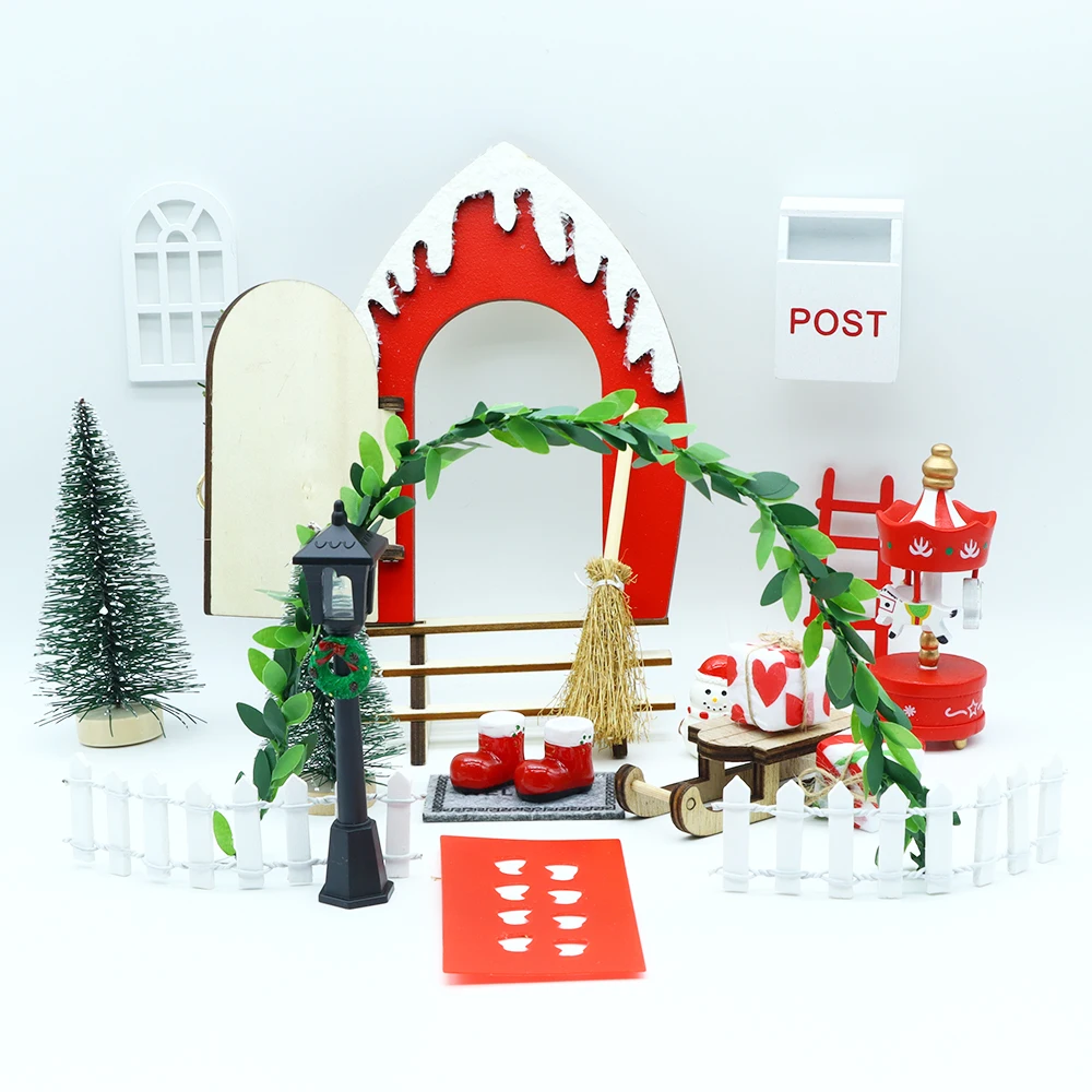 دمية صغيرة مسحوق الثلج خرافة قزم الباب BJD مصغرة فناء قزم الباب دمية زينة عيد الميلاد نموذج الملحقات