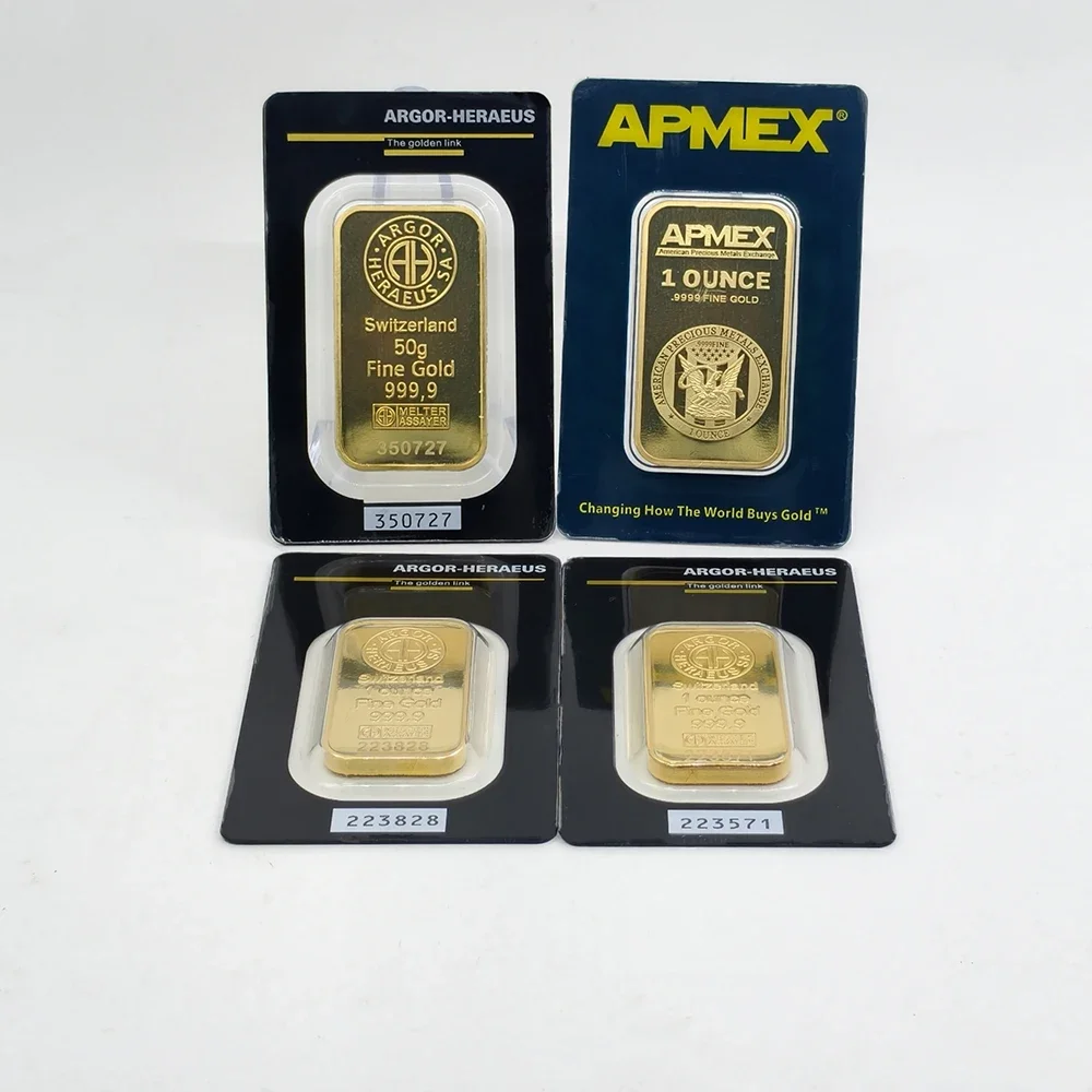 Hot Copper Swiss Gold Silver Plated Non-Magnetic Bar Classic Metal Bullion Bars Gifts For Metal Collection Fans & Decor Accents