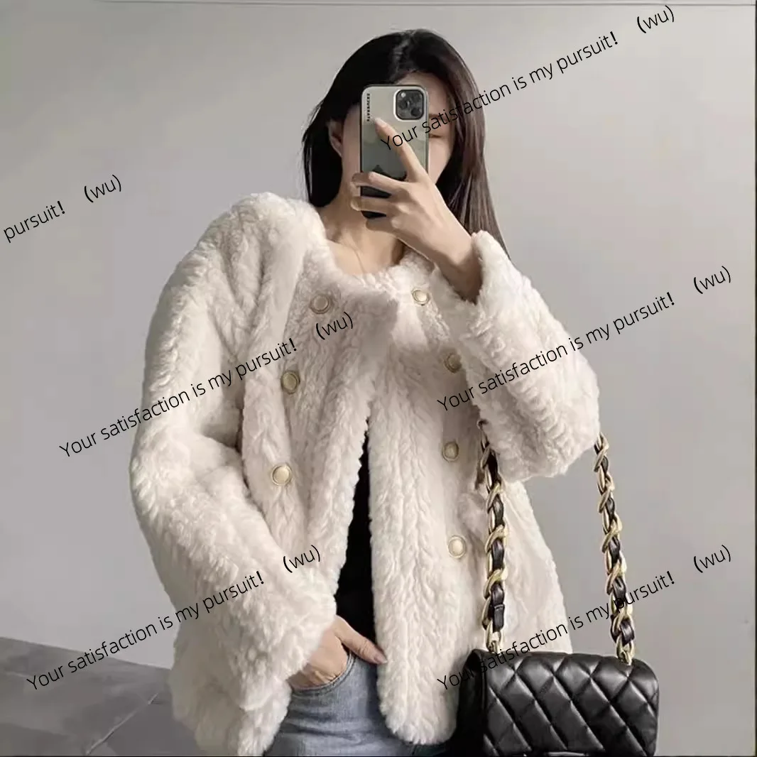 

Маленькое ароматное пальто из овечьей шерсти, женское маленькое свободное мягкое восковое белое пушистое хлопковое пальто