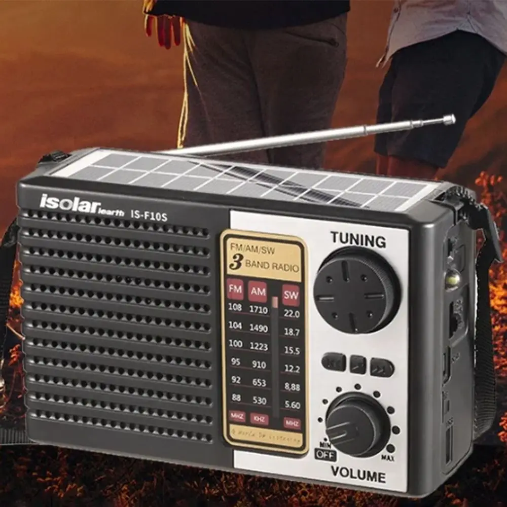 Emergency Portable Solar Radio FM AM High Sensitivity Full Band SW Radio Wireless Bluetooth Solar Charging LED Flashlight