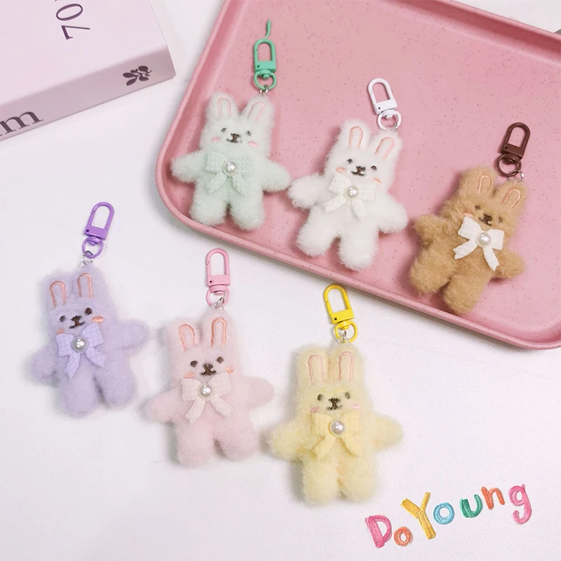 Cartoon Plush Small Rabbit Doll Keychain Soft Stuffed Fluffy Bag Pendant Keyring Women Girls Birthday Gifts