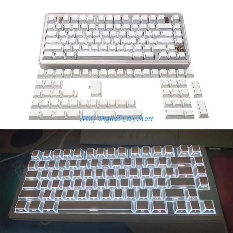 U75B 137Pieces PBT Keycaps Side Print For 61 To 108 Keys Mechanical Keyboard Double Shot Construction