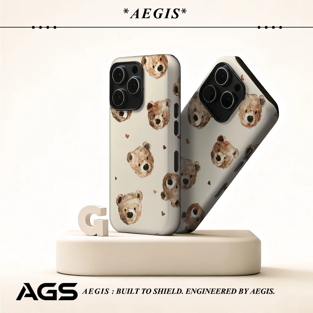 Braune Bären-Herz-Handyhülle für magnetische Handyhülle für iPhone 17 16 15 14 13 Pro Max Plus, einzelne doppelschichtige robuste Hülle