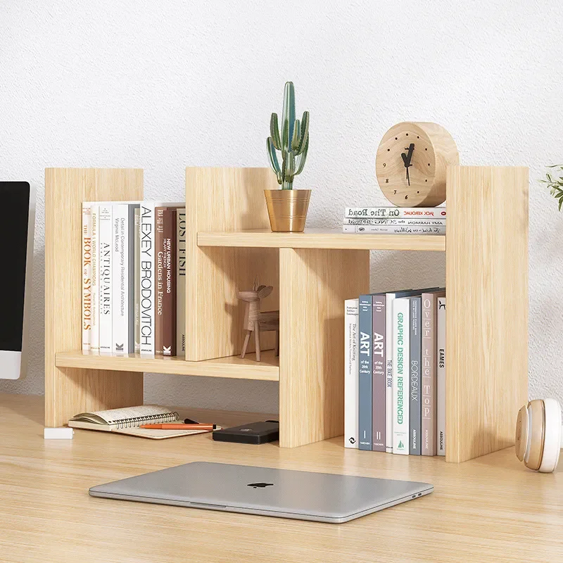 Simple Desktop Bookshelf Small Student Bookcase Storage Desk Shelf for Dormitory Combination Table Organizer